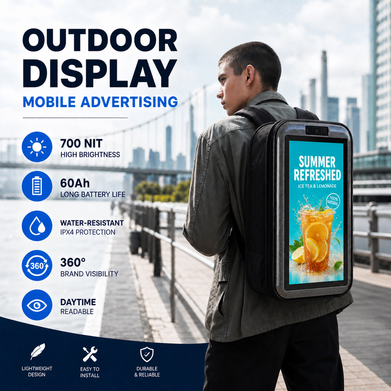 Mobile Advertising LCD Backpack Wearable Digital Signage